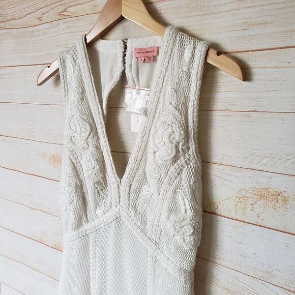 Not So Serious by Pallavi Mohan Deep V-Neck Mini Dress Sleeveless White Small - Picture 7 of 15